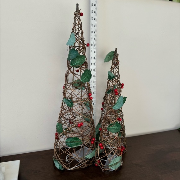 Christmas ConeTrees Set of 3 with Lights and RedBerry...